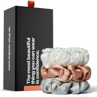 IMPERIO Haargummi Seiden Scrunchies - Seidenweicher Luxus für Dein Haar (Maulbeerseide), 3-tlg.