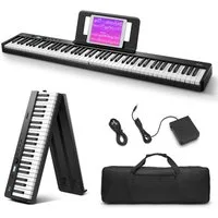 Donner Entertainer-Keyboard E-piano Faltbares Digitalpiano 88 Tasten Tragbares Klavier (SET), Für Anfänger mit 128 Rhythmen Akkorden und Noten mit Klaviertasche