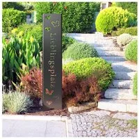 tuning-art Gartenstecker EW103-BLK Gartenstecker Gartenschild Lieblingsplatz 120cm x 21cm