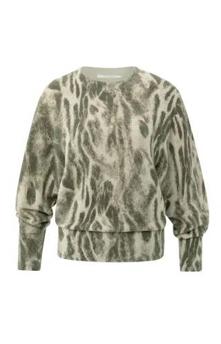 Yaya - Weicher Pullover mit abstraktem Allover-Print beige - Gr. - S
