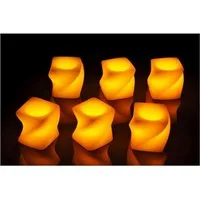 Haushalt International LED-Kerze 55046 6er Echtwachs-Kerzen-Set weiß eckig-gedreht