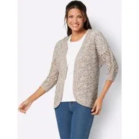 Sieh an! Strickjacke Ajour-Strickjacke 3/4-Arm Ajour
