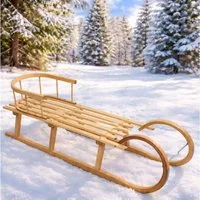 Best for Kids Hörnerrodel Hornschlitten – Kinder-Holzschlitten mit Rückenlehne und Metallkufen (Kinderschlitten, 1-tlg., Holzschlitten, Kinderschlitten mit Rückenlehne), 120 x 32 x 39 cm (L x B x H)