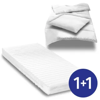 Kaltschaummatratze K16 90 x 200 cm, Höhe 16 cm, Härtegrad H2/H3 + CloudComfort Basic Mikrofaser Bettset 135 x 200 cm + 80 x 80 cm