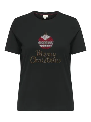 ONLY CARMAKOMA - CARKITA XMAS SS O-NECK JEANS FIT TEE JRS Black - Gr. - 52