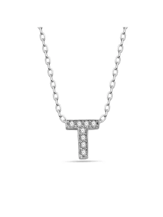 Dkeniz Anhänger mit Kette Buchstabe T 925/- Sterling Silber