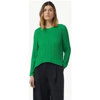 comma Langarmbluse Bluse Plissierte Chiffonbluse mit Rundhalsausschnitt