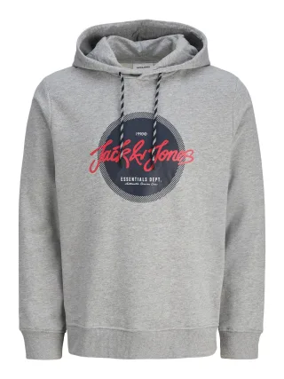 JACK&JONES - JJURBAN SWEAT HOOD grey melange - Gr. - M