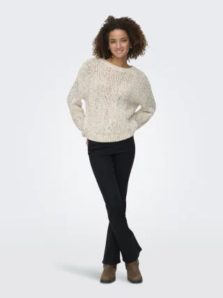 ONLY - ONLWINTER LS SEQUINS O-NECK KNT Egret - Gr. - M
