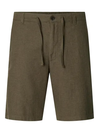 SELECTED MEN - SLMREGULAR-BRODY LINEN BLD SHORTS NOOS Forest Night - Gr. - L