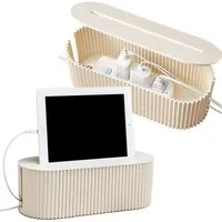 SURFOU Kabelbox Kabel Organizer Box Kabelmanagement Kabel Verstecken Steckdosenbox, (Kabel Management Box, Cord Hider für Steckdosenleisten, Ladegeräten und Kabeln, 33x13x12cm, für Zuhause, Büro, Schreibtisch Speicherlösung, 2-tlg., Cord Hider, Kann 