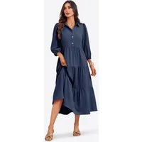 Imily Bela Blusenkleid Damen 3/4-Ärmel Hemdkleid (Packung, 1-tlg., 1per-Pack) mit Knöpfen