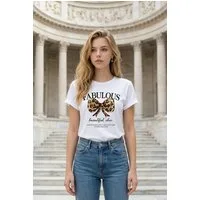 Zuckerwatte Print-Shirt 25202 Rundhalsshirt "Fabulous", Boyfriend Style aus 100% Baumwolle