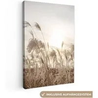 OneMillionCanvasses® Leinwandbild Schilf - Stilleben - Himmel, Fotodruck (1 St), Leinwand Canvas Wandbild, Wanddekoration 20x30 cm