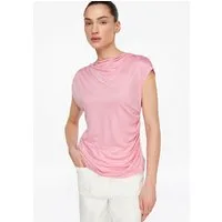 comma Kurzarmshirt T-Shirt Fließendes Top aus Viskosejersey mit Drapierungen