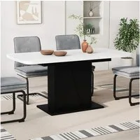 Vicco Esstisch Fenaro, Weiß/Schwarz, 120 x 80 cm ausziehbar (1-St)
