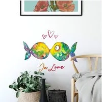 K&L Wall Art Wandtattoo Wandtattoo Hagenmeyer Badezimmer Sticker Verliebte Fische Familie, Wandbild selbstklebend, entfernbar