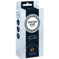 MISTER SIZE XXL-Kondome Mister Size «57» Maßkondome - großzügig & bequem Packung mit, 10 St., Kondome in Größe L, vegan, extra dünn & extra fein, das passende Kondom in Ihrer Größe