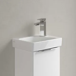 Villeroy und Boch Architectura Handwaschbecken 43863601 36x26cm, Becken links, 1 Hahnloch, mit Überlauf, weiß