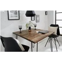 riess-ambiente Esstisch SCORPION 70cm Akazie braun – Metall, Hairpin Legs, Retro, massiv (Einzelartikel, 1-St), Kompakt, quadratisch, Vintage Tisch mit Metallbeinen schwarz