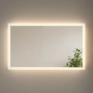 Emke Badspiegel, Transparent, Glas, Rechteckig, 100x60x3.5 cm, Badezimmer, Badezimmerspiegel, Badspiegel