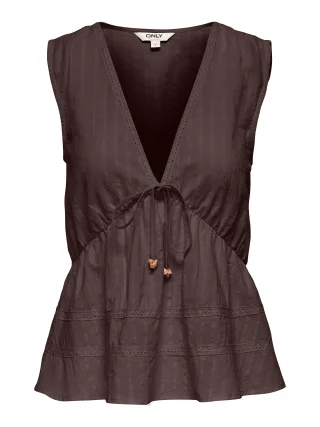 ONLY - ONLNELSA S/L V STRING TOP WVN Shopping Bag - Gr. - XS