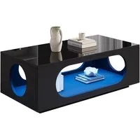 Merax Couchtisch hochglanz Sofatisch Beistelltisch mit LED-Beleuchtung & APP Steuerung (1-St), Wohnzimmertisch mit Stauraum und Kabelmanagement, 100x50x35cm