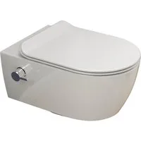 SSWW Dusch-WC mit Softclose WC-Sitz Tiefspül-WC spülrandloses WC Taharet, wandhängend, Abgang waagerecht, Taharet-Set