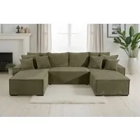 COLLECTION AB Wohnlandschaft Manhattan U-Form, B: 313 cm, in Breit- oder Normalcord, Bettfunktion, Bettkasten & Zierkissen, Federkern