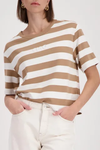 monari - Sweatshirt mit Streifen biscotti ringel - Gr. - 40