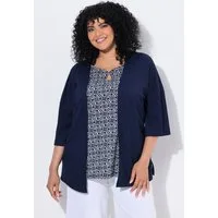 Ulla Popken Shirtjacke Jacke Kimono-Stil ohne Verschluss Halbarm