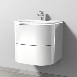 Sanipa 4balance Glas-Set mit 2 Auszügen und LED-Beleuchtung, Weiß-Glanz, DL21178 DL21178