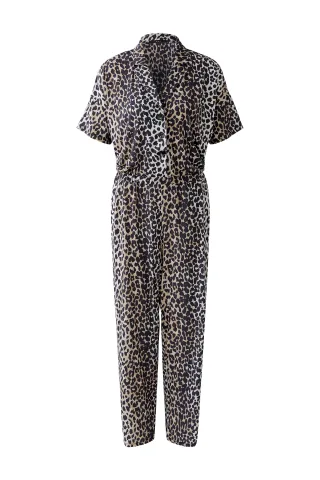 Oui - Jumpsuit Silky Touch Qualität dk camel black - Gr. - 42