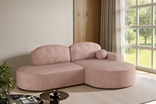 Ecksofa Schlafsofa Sofa GIRONA Stoff Poso Rosa Ottomane Rechts