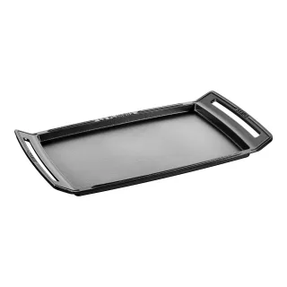 Staub Pans Plancha 38 cm x 25 cm, rechteckig, Glänzend-Schwarz, Gusseisen