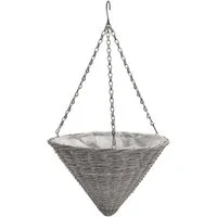 tegawo Blumenampel für Hängepflanzen aus Weide waschgrau Landhaus / Shabby Chic