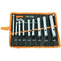 hrb Steckschlüssel Rohrsteckschlüsselsatz 9-tlg. Größen 6-22 mm, Schraubenschlüssel Satz, Extra lang, Beschichtet