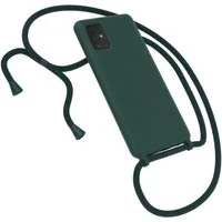 EAZY CASE Handykette Silikon Kette für Samsung Galaxy A71 6,7 Zoll, Smartphonekette Cross Bag Handytasche Kordel Dunkel Grün / Piniengrün