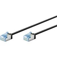 Ultraflexibles Cat.6a Patchkabel slim, U/FTP schwarz, 0,5 Meter, extrakurze Stecker