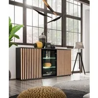 ASM-Moebel Kommode Anrichte CAMERON ZHJ mit Lamellen Led B. und Push-Click System, Mit Led Beleuchtung, Push-Click System und Lamellen