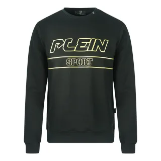 Philipp Plein Sport Gold Logo Schwarzer Pullover