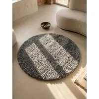 KADIMA DESIGN Teppich SALZACH Shaggy Langflor Wohnzimmer Schlafzimmer Waschbar Flauschig, Rund, Höhe: 52 mm, Hellgrau, 80x80 cm, Wohnzimmerteppich Strapazierfähig Waschbar