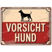 speecheese Metallschild Vorsicht Hund Vintage Silhouette Metallschild XL in 21x28 cm