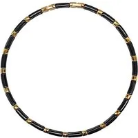 ELLAWIL Collier Halskette Collier Damenkette Collierkette Gliederkette schwarz / gold (aus schwarzer Keramik mit goldfarbenen Edelstahl, Kettenlänge 49 cm, Breite 6 mm, GESCHENKIDEE), inklusive Geschenkschachtel
