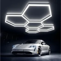 oyajia LED Dekolicht 5er-Pack Hexagon LED Garagenleuchte 192W Wabenlicht Garage Light 6500K, LED fest integriert, Tageslichtweiß, für Garage Werkstatt Gaming Fitnessstudio Friseur Bürobeleuchtung