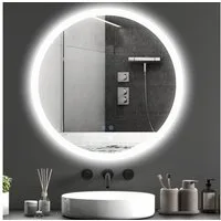 Kleankin Badspiegel Runder LED Spiegel mit Touchschalter, Memory-Funktion Lichtspiegel (Wandspiegel, 1-St., Badezimmerspiegel), Anti-Beschlag, Ø70 x 3 cm