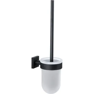Bravat Quaruna WC-Wandgarnitur 754399 zum Kleben oder Schrauben, schwarz matt