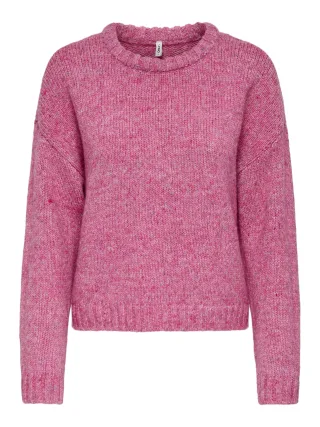 ONLY - ONLSMILLA LS LOOSE O-NECK CS KNT Fuchsia Red - Gr. - S