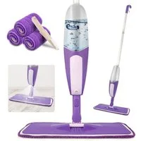 HUGERSTONE Sprühwischer Wischer mit Sprühfunktion, Sprühwischer Bodenwischer mit Wassertank (mit 3 Waschbaren Mikrofaser Pads für alle Böden) 360 Grad Rotierender Wischmopp Spray Mop Wischer Boden