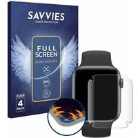 Savvies Displayschutzfolie Fullscreen Schutzfolie für Apple Watch SE (44 mm), 4 Stück, Displayschutz Folie Fullcover Klar Transparent